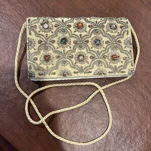 Vintage handmade sequin and beaded silk purse